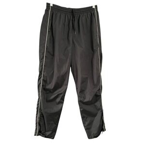 Road Runner Men's Track Pants Black L Microfiber Nylon Zip Leg Athletic Joggers